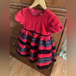 Red Velvet Christmas Dress with Black Trim Sz. 12m